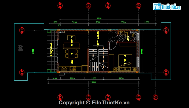 Bản vẽ nhà phố,điện nhà 4 tầng,Bản vẽ CAD nhà phố 4 tầng 5x16m ( kiến trúc,kết cấu,điện nước),kiến trúc 5 tầng