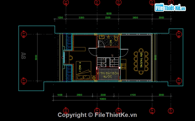 Bản vẽ nhà phố,điện nhà 4 tầng,Bản vẽ CAD nhà phố 4 tầng 5x16m ( kiến trúc,kết cấu,điện nước),kiến trúc 5 tầng