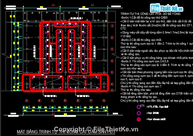 Bản vẽ cad phá dỡ kết cầu sàn bê tông thi công cọc,phá dỡ sàn bê tông,đục bê tông sàn biện pháp cọc biển,Bản vẽ cad đục bê tông sàn