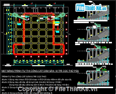 Bản vẽ cad phá dỡ kết cầu sàn bê tông thi công cọc,phá dỡ sàn bê tông,đục bê tông sàn biện pháp cọc biển,Bản vẽ cad đục bê tông sàn