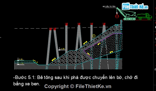 Bản vẽ cad phá dỡ kết cầu sàn bê tông thi công cọc,phá dỡ sàn bê tông,đục bê tông sàn biện pháp cọc biển,Bản vẽ cad đục bê tông sàn