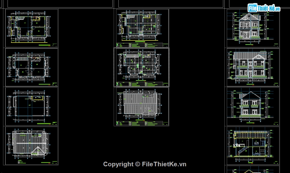 Thiết kế biệt thự,biệt thự 2 tầng,cad biệt thự