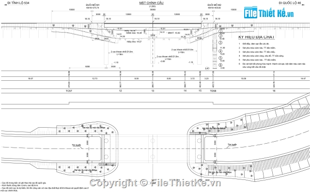 Bản vẽ,Bản vẽ cầu dầm,cầu dầm T,cầu dầm T 2 nhịp 12m