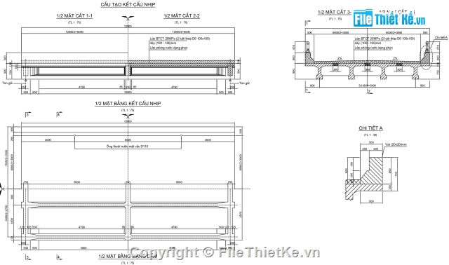 Bản vẽ,Bản vẽ cầu dầm,cầu dầm T,cầu dầm T 2 nhịp 12m