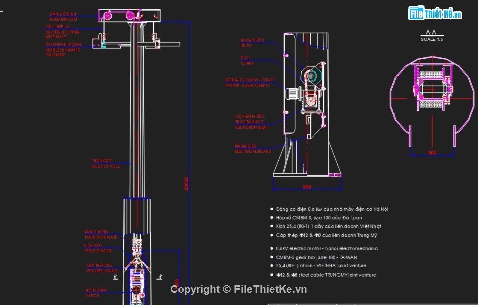 Bản vẽ chi tiết,chi tiết cột,bản vẽ cột đèn,bản vẽ cột giàn đèn