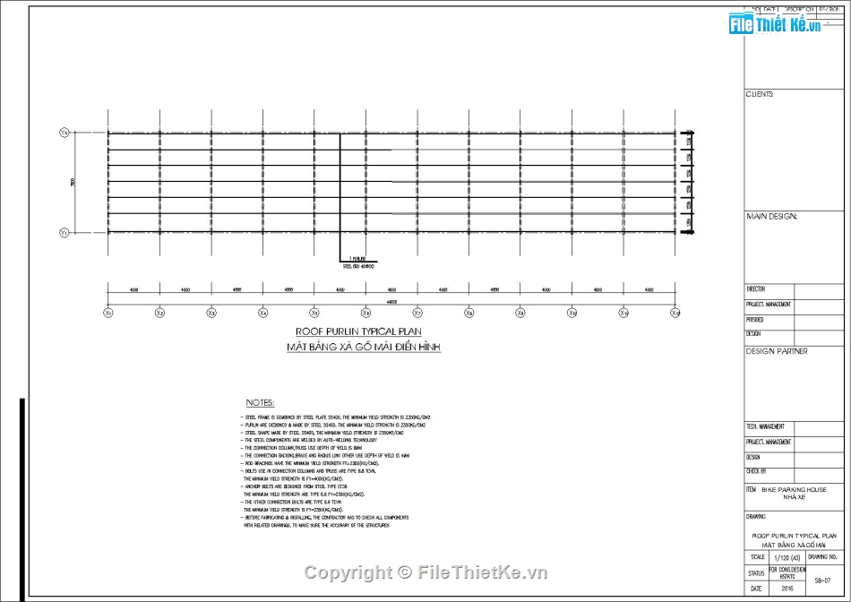 Kết cấu vì kèo 8m,Kết cáu bán kèo 8m,File Autocad kết cấu nhà để xe,Kết cấu nhà xe 8x44m,bản vẽ nhà để xe khung thép,Kết cấu nhà xe khung kèo mái tôn