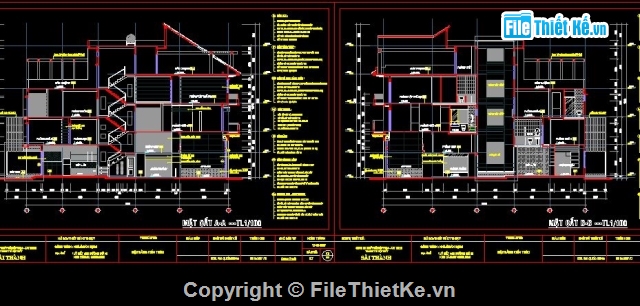 Bản vẽ nhà phố,nhà lệch 4 tầng,nhà kích thước 5 x 22.7m,nhà 4 tầng phối cảnh