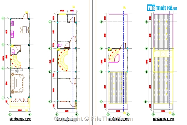 Bản vẽ,Bản vẽ nhà phố,nhà 2.5 tầng,nhà 2.5 tầng kích thước 3.0x12.0