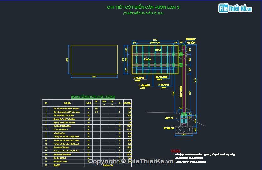 chi tiết cột,chi tiết biển báo,Kết cấu cột tay vươn,cột tay vươn biển báo