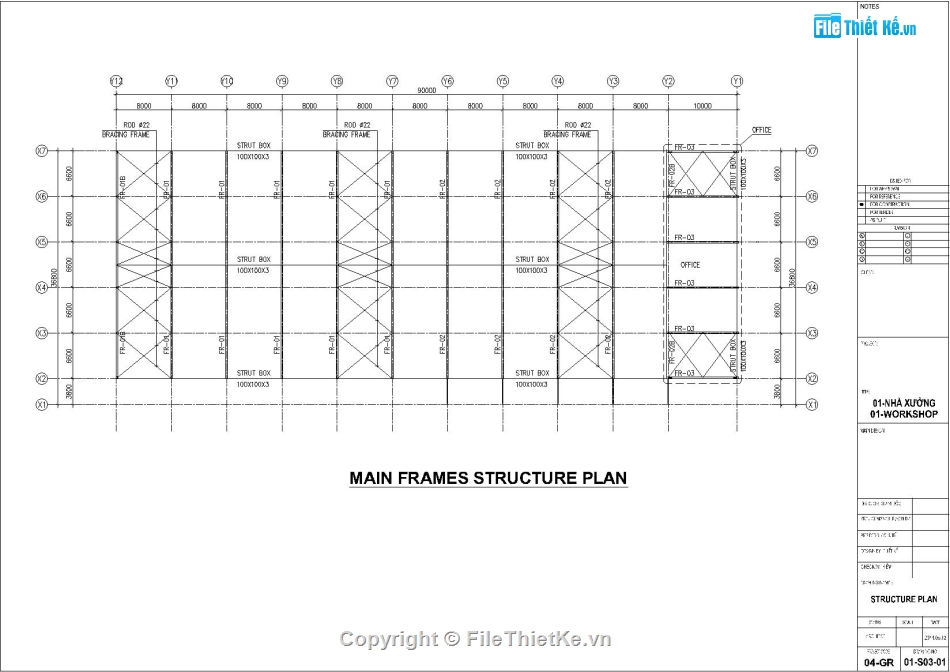 Thiết kế nhà xưởng công nghiệp,Bản vẽ nhà xưởng khung thép,Bản vẽ kết cấu nhà xưởng,File autocad nhà xưởng 33x90m,Bản vẽ nhà kho kết cấu thép,Kết cấu khung thép tiền chế