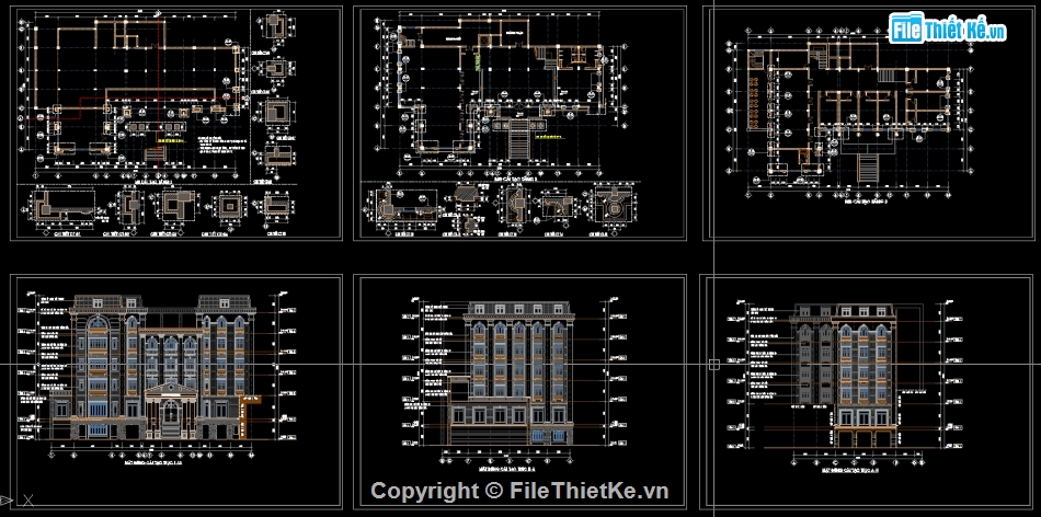 bản vẽ khách sạn,khách sạn 6 tầng,khách sạn 6 tầng file cad,thiết kế khách sạn,file autocad khách sạn