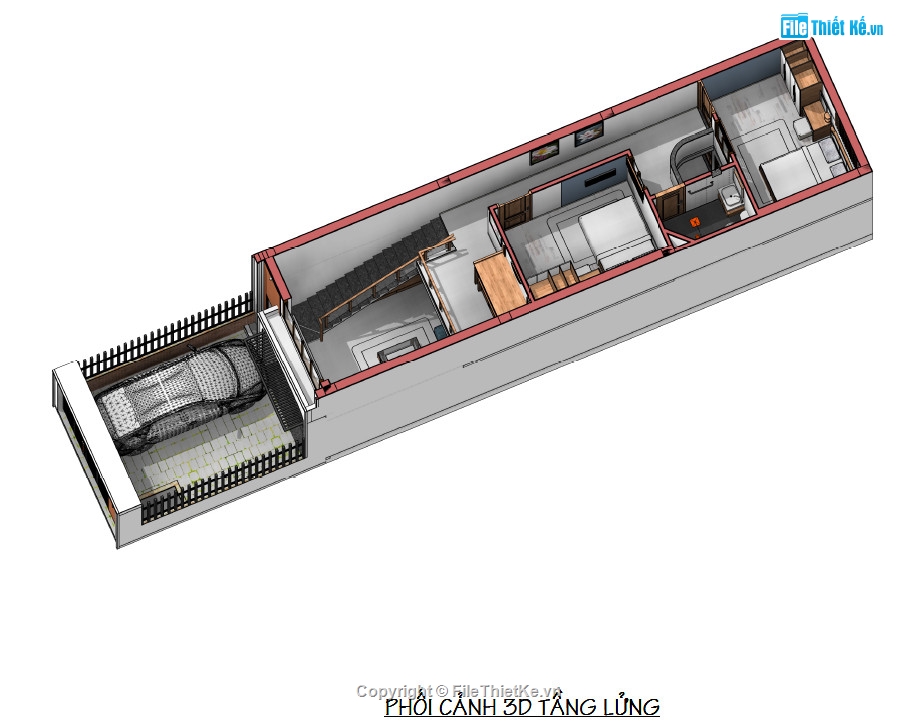 bản vẽ nhà gác lửng 4x15m,nhà gác lửng mặt tiền 4m,Nhà gác lửng,Nhà cấp 4 gác lửng