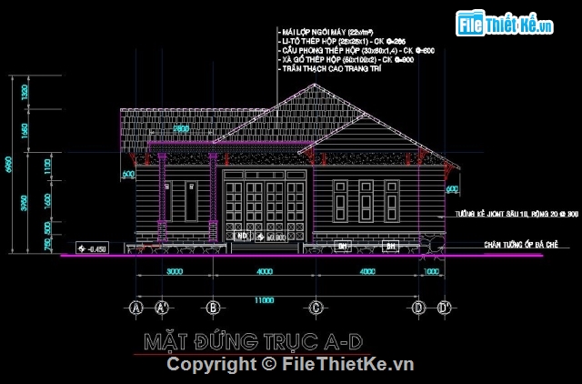 biệt thự 1tầng,biệt thự mái thái,nhà trệt mái thái,mẫu biệt thự có cả tường rào