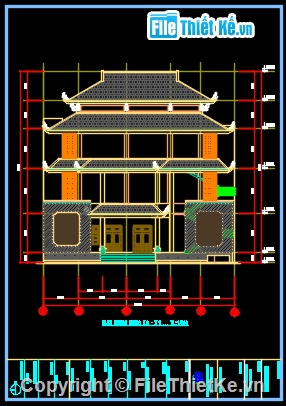 Bản vẽ chi tiết,kiến trúc và kết cấu chùa,kết cấu Chùa Tây Thiên,kiến trúc chùa tây thiên