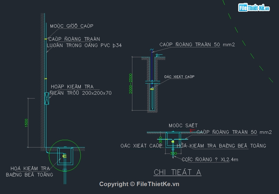 kim thu sét,chống sét,thu lôi,cọc tiếp địa,bản vẽ thu sét