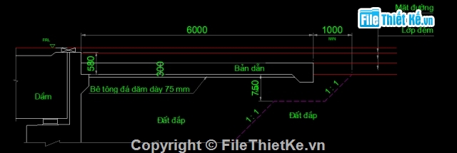 bản quá độ,bản dẫn,cấu tạo bản quá độ,bản dẫn L=6m