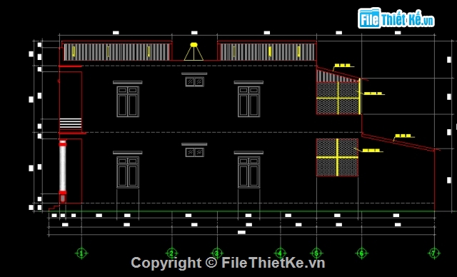 bản vẽ nhà 2 tầng,nhà diện tích 5 x 21m,nhà 1 mặt tiền