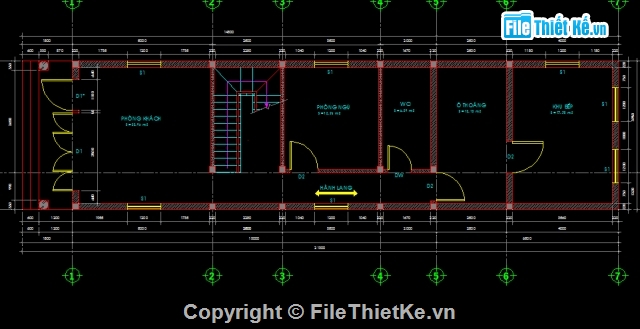 bản vẽ nhà 2 tầng,nhà diện tích 5 x 21m,nhà 1 mặt tiền