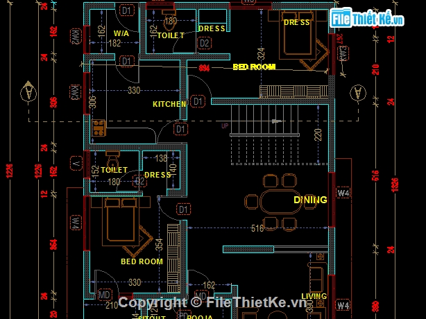 nhà gia đình,bản vẽ nhà ở,file cad nhà ở 2 tầng,nhà 2 tầng giật cấp