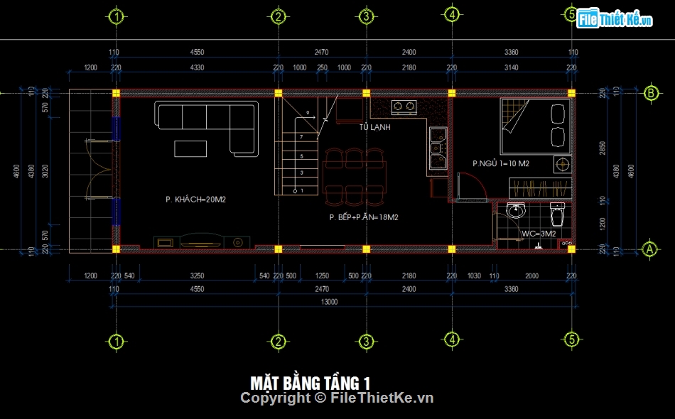 Nhà phố 2 tầng 4.6x13m,File cad nhà phố 2 tầng,Nhà phố 2 tầng file autocad,Bản vẽ nhà phố 2 tầng,File cad nhà phố 2 tầng đẹp,Nhà phố 2 tầng file cad