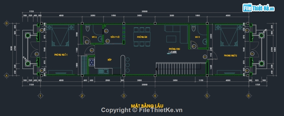 Bản vẽ nhà phố,nhà phố mái thái,Bản vẽ nhà phố 2 tầng mái thái