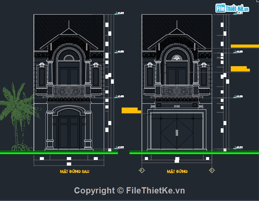 Bản vẽ nhà phố,nhà phố mái thái,Bản vẽ nhà phố 2 tầng mái thái