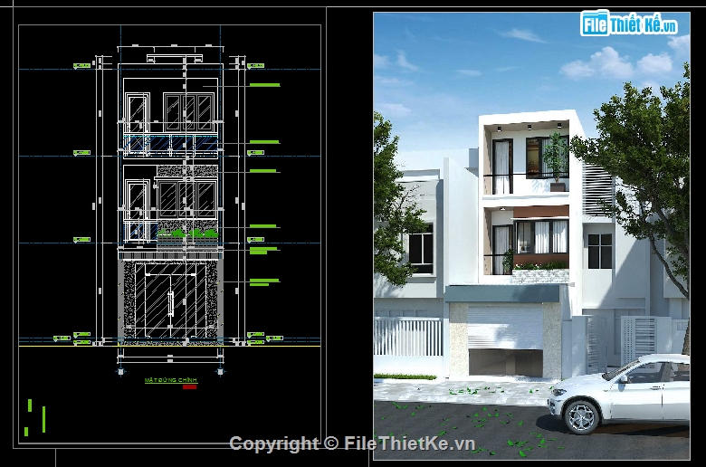 Bản vẽ nhà phố,nhà phố 3 tầng,kiến trúc 3 tầng