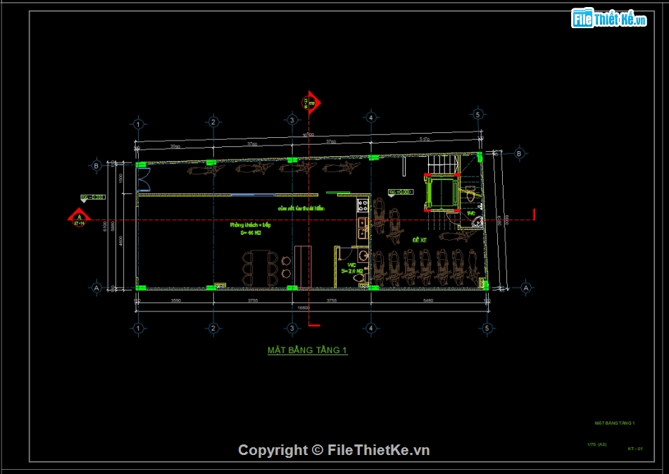 bản vẽ kiến trúc,nhà trọ,nhà 5 tầng