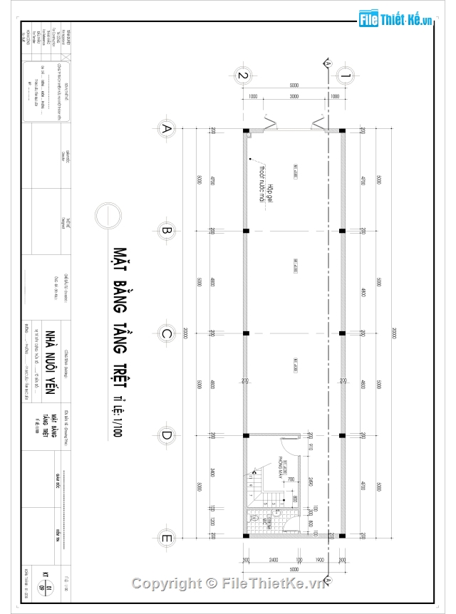 Bản vẽ nhà yến 4 tầng 5x20m (Kiến trúc, kết cấu)