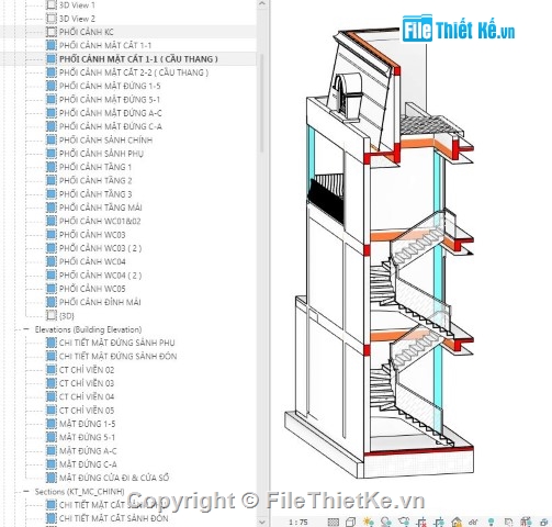 biệt thự 3 tầng,bản vẽ biệt thự revit,revit biệt thự 3 tầng,biệt thự revit