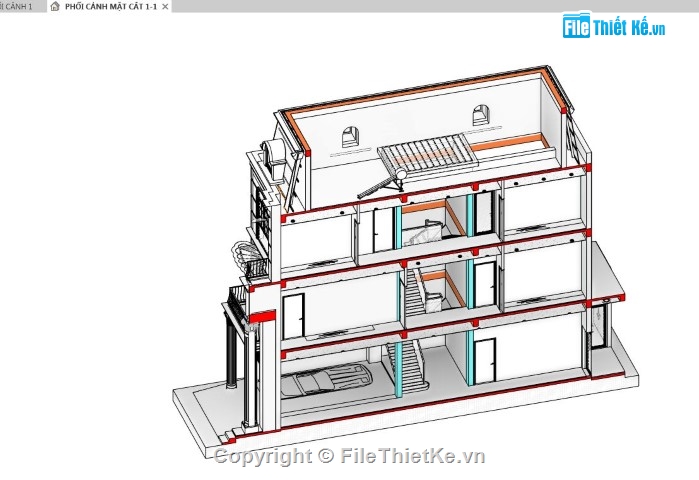 biệt thự 3 tầng,bản vẽ biệt thự revit,revit biệt thự 3 tầng,biệt thự revit