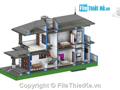 revit nhà 2 tầng,file revit nhà 2 tầng,bản vẽ revit nhà 2 tầng,revit nhà mái nhật 2 tầng