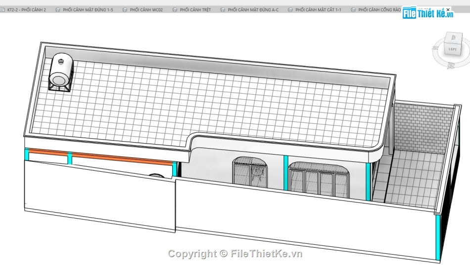 Revit nhà 1 tầng 7x14m,nhà phố 1 tầng 7x14m,File revit nhà phố 1 tầng,Kiến trúc nhà phố 1 tầng,bản vẽ revit nhà phố 1 tầng