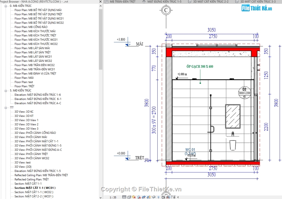 Revit nhà 1 tầng 7x14m,nhà phố 1 tầng 7x14m,File revit nhà phố 1 tầng,Kiến trúc nhà phố 1 tầng,bản vẽ revit nhà phố 1 tầng