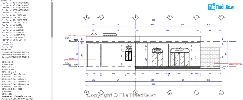 Revit nhà 1 tầng 7x14m,nhà phố 1 tầng 7x14m,File revit nhà phố 1 tầng,Kiến trúc nhà phố 1 tầng,bản vẽ revit nhà phố 1 tầng