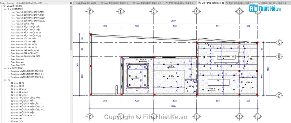 Revit nhà 1 tầng 7x14m,nhà phố 1 tầng 7x14m,File revit nhà phố 1 tầng,Kiến trúc nhà phố 1 tầng,bản vẽ revit nhà phố 1 tầng