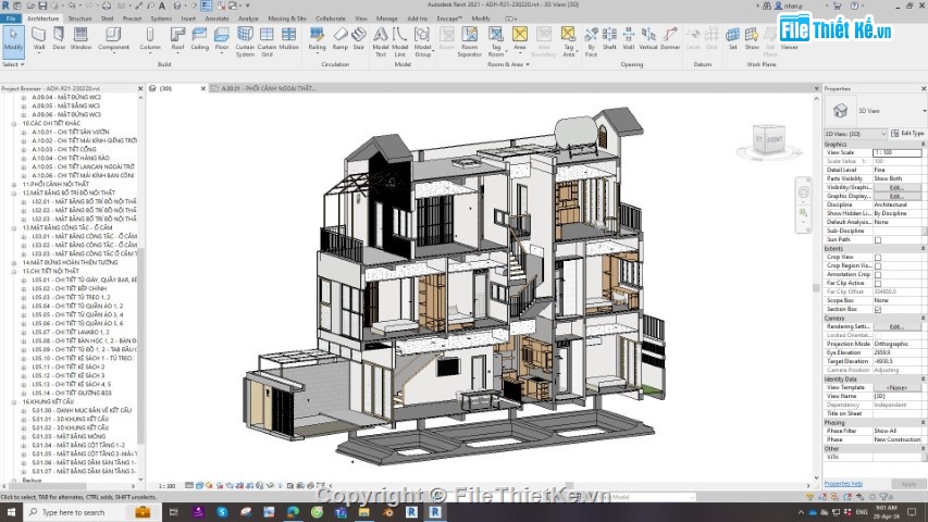 Bản vẽ nhà phố,nhà phố 3 tầng,revit nhà phố 3 tầng,bản vẽ revit nhà phố 3 tầng,nhà phố 3 tầng file revit