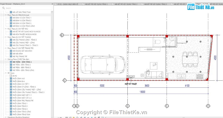 nhà phố 3 tầng,nhà phố 3 tầng revit,nhà phố 4 tầng revit,revit nhà phố 3 tầng,Bản vẽ nhà phố