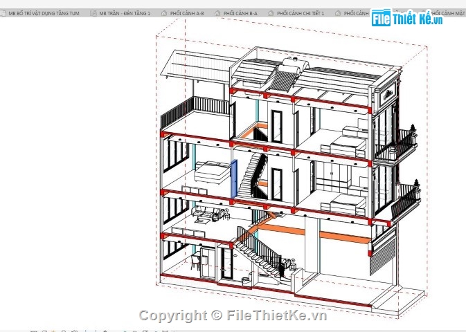 nhà phố 3 tầng,nhà phố 3 tầng revit,nhà phố 4 tầng revit,revit nhà phố 3 tầng,Bản vẽ nhà phố