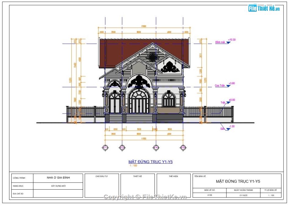 nhà cấp 4,bản vẽ revit,nhà vườn,nhà vườn mái thái