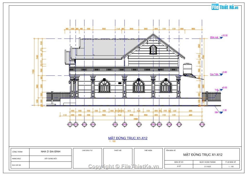 nhà cấp 4,bản vẽ revit,nhà vườn,nhà vườn mái thái