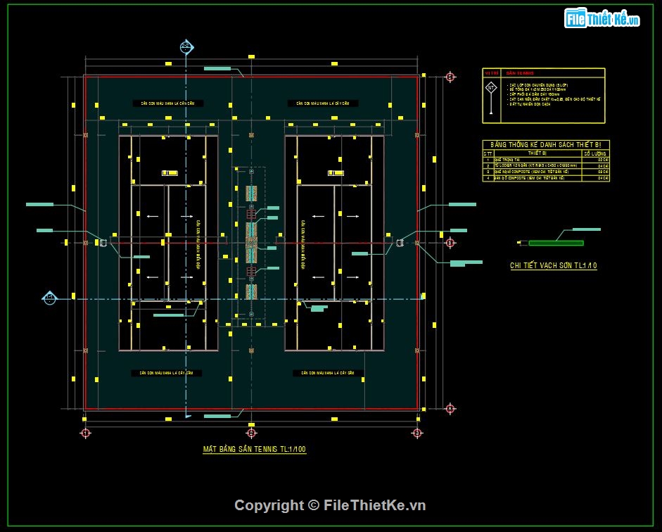 sân tenis,bản vẽ sân tennis,bản vẽ thiết kế sân tenis