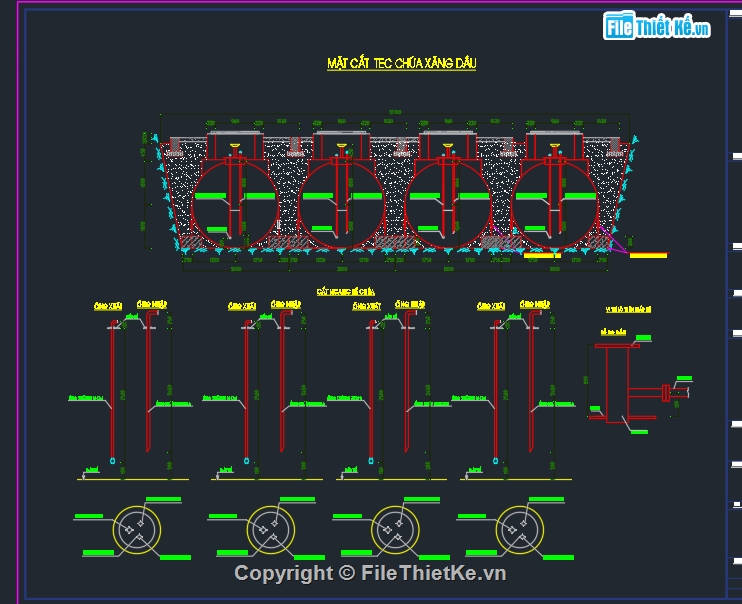 thiết kế cây xăng,Bản vẽ thi công,Bản vẽ thiết kế cây xăng,téc chứa xăng,thiết kế chống sét cây xăng
