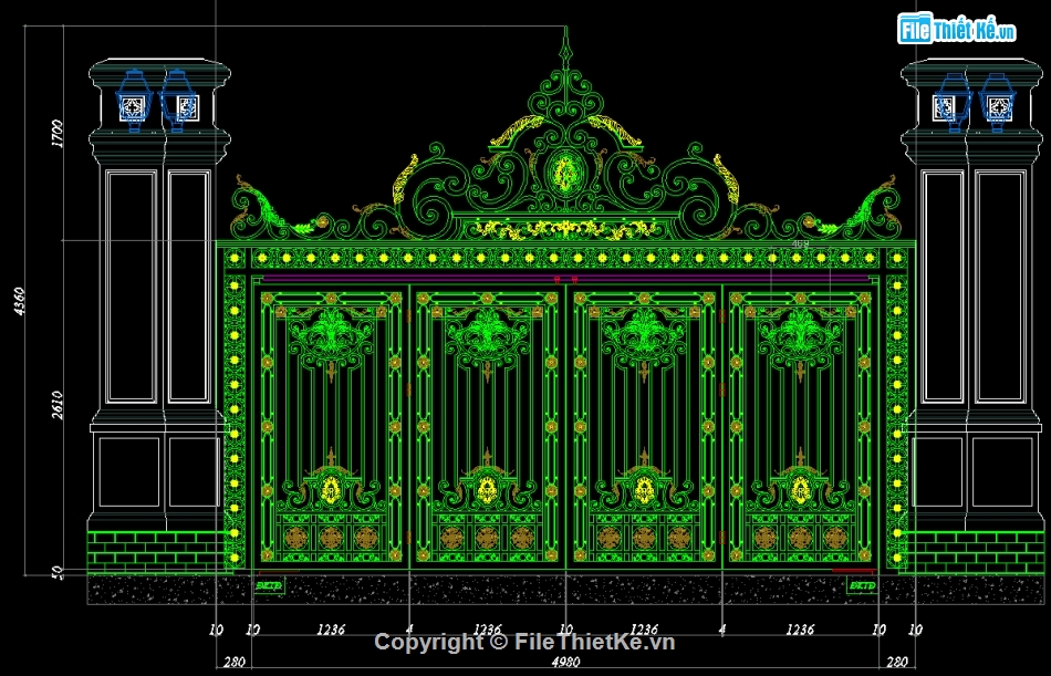 Cửa cổng biệt thự,mẫu cửa cổng hàng rào,File cad cổng hàng rào,Autocad cổng hàng rào cnc,Mẫu cổng cnc 2 cánh