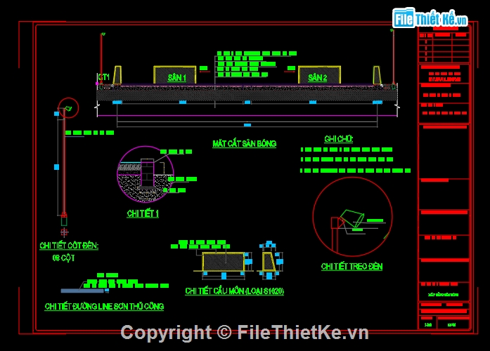 Bản vẽ,Bản vẽ chi tiết,Bản vẽ kĩ thuật,chi tiết thi công,Bản vẽ thi công,sân bóng
