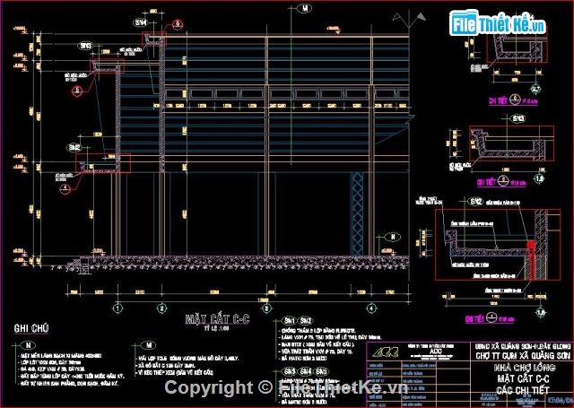 chợ Lồng xã quảng sơn,file cad vẽ chợ,thiết kế Kiến trúc Chợ Lồng