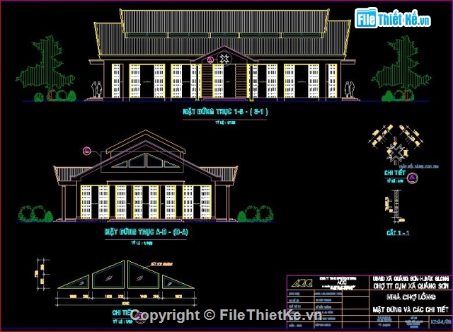 chợ Lồng xã quảng sơn,file cad vẽ chợ,thiết kế Kiến trúc Chợ Lồng