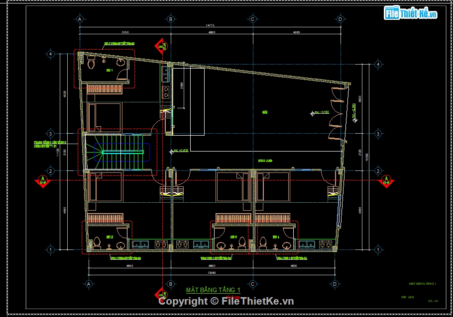 bản vẽ 3 tầng,nhà trọ 3 tầng,file cad nhà trọ 3 tầng,bản vẽ nhà 3 tầng