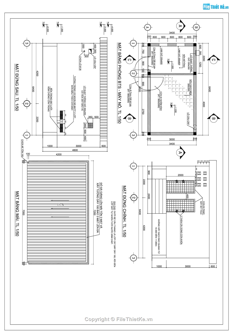 Bản vẽ thiết kế thi công nhà trạm bts và cột anten,nhà trạm bts,cột anten 45m,trạm phát sóng,trạm bts