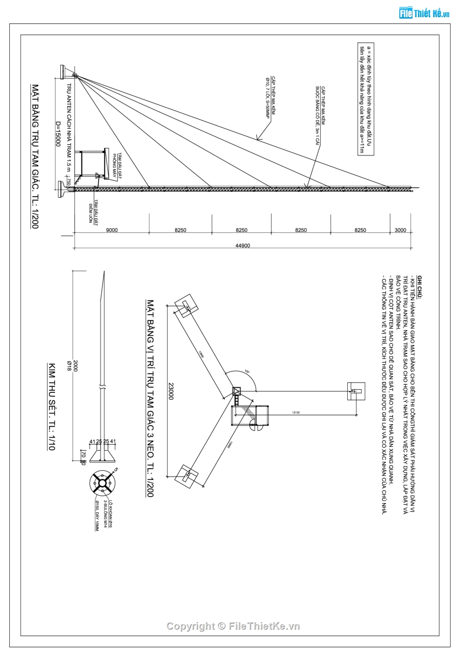 Bản vẽ thiết kế thi công nhà trạm bts và cột anten,nhà trạm bts,cột anten 45m,trạm phát sóng,trạm bts